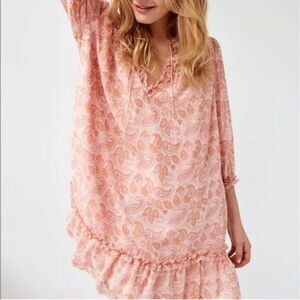 Aritzia‎ Wilfred Amandine Dress Long-Sleeve Peasant Dress Peach Whip Size Small